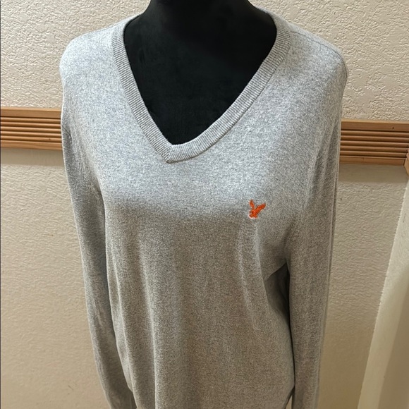 American Eagle Outtfitters Classic Fit Gray V-Neck Sweater Size L - Picture 2 of 9